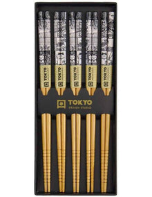 Tokyo Fan Chopstick Giftset 5 Piece in Black
