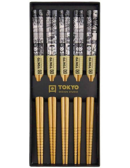 Tokyo Fan Chopstick Giftset 5 Piece in Black