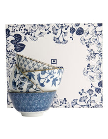 Flora Japonica Mixed Rice Bowl 12cm 4 Piece in Blue