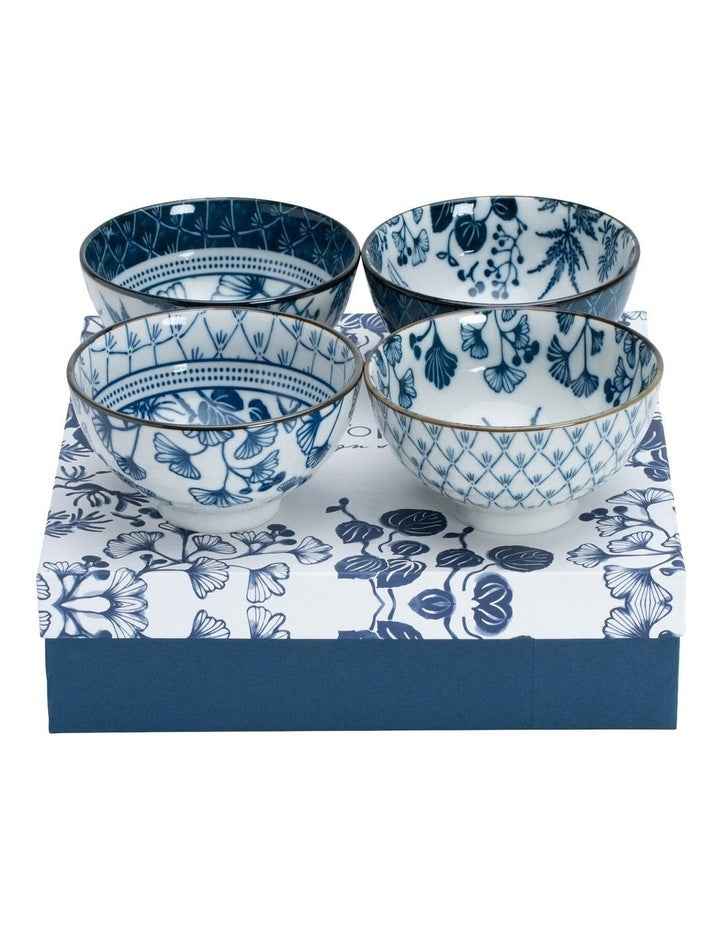 Flora Japonica Mixed Rice Bowl 12cm 4 Piece in Blue