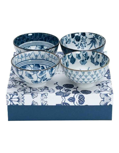 Flora Japonica Mixed Rice Bowl 12cm 4 Piece in Blue