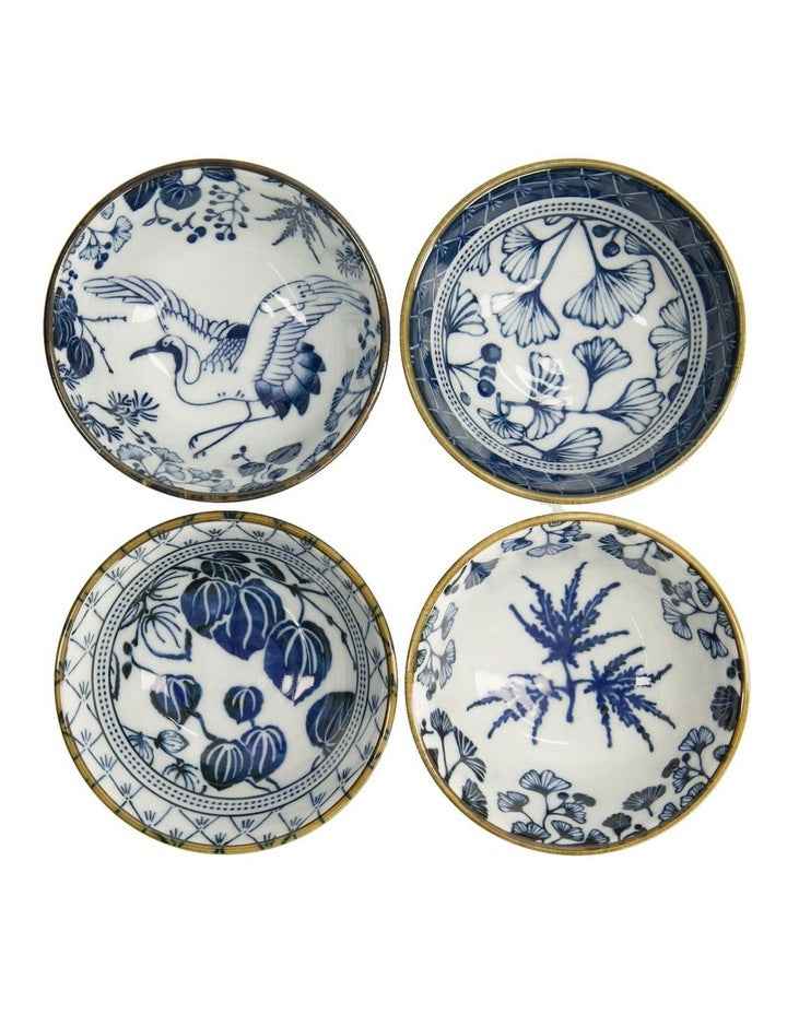 Flora Japonica Mixed Rice Bowl 12cm 4 Piece in Blue
