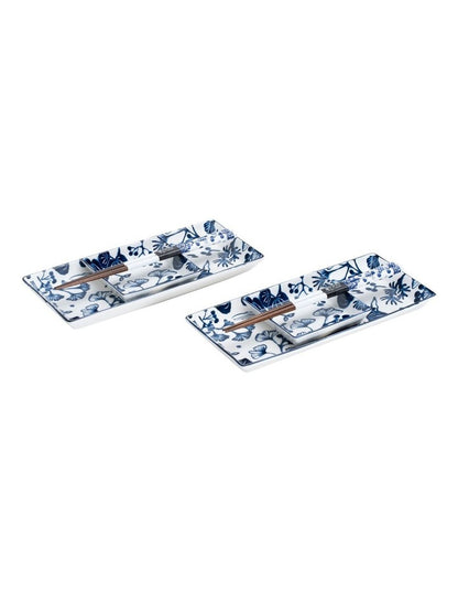 Flora Japonica Sushi Plate Giftset 4 Piece in White