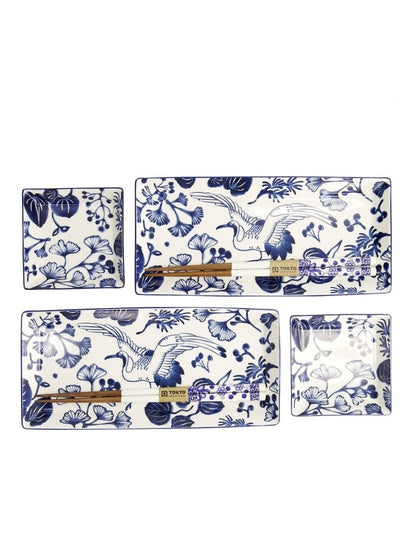 Flora Japonica Sushi Plate Giftset 4 Piece in White
