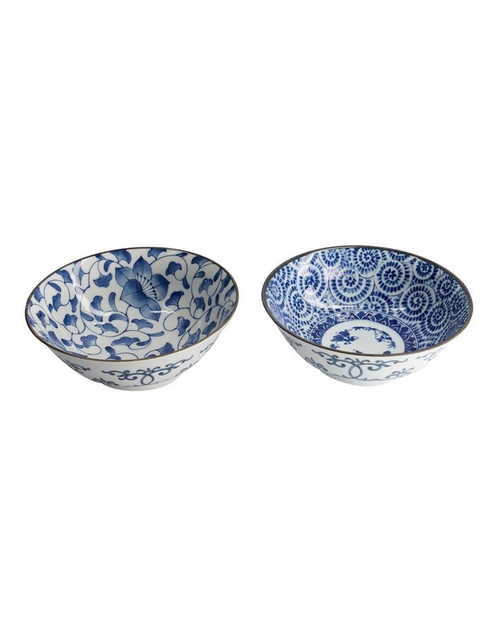 Haru Mixed Bowl Giftset 2 Piece 19x7.5cm in Blue