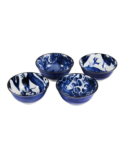Japonism Mixed Bowl Giftset 4 Piece 14cm in Blue