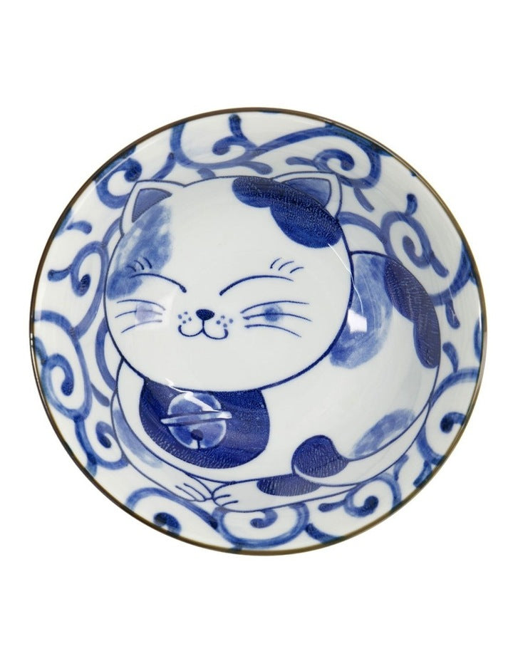 Kawaii Cat Neko Tayo Bowl 15x6.5cm in Blue