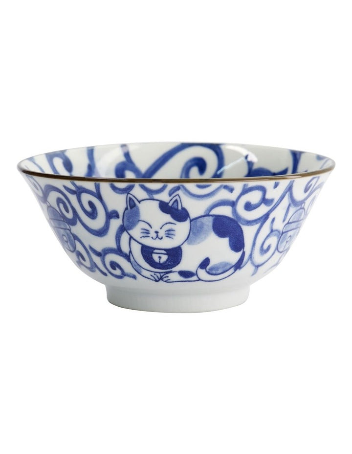 Kawaii Cat Neko Tayo Bowl 15x6.5cm in Blue