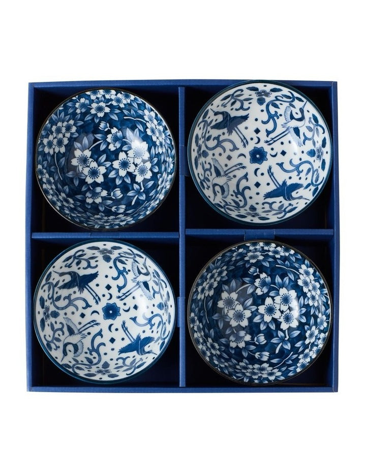 Sakura Maizuru Bowl Giftset 4 Piece 15cm Gift Boxed in Blue