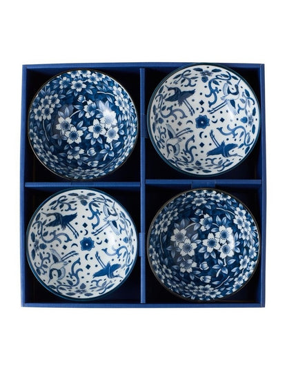 Sakura Maizuru Bowl Giftset 4 Piece 15cm Gift Boxed in Blue