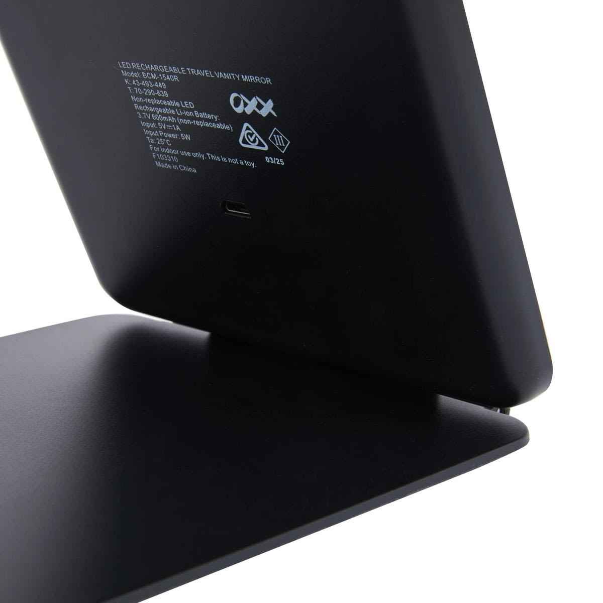 OXX Travel LED Rechargeable Travel Mirror - Black