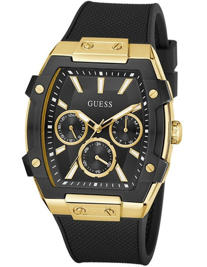 Mens Black Gold Tone Multi-function Watch