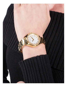 Gold-Tone Crystal Bezel Women's Watch