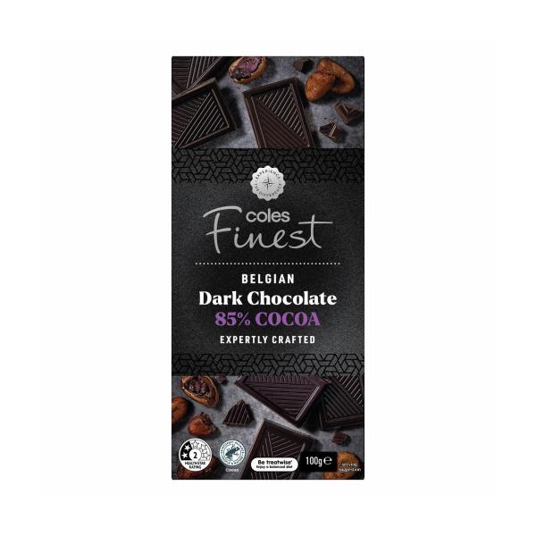 COLES FINEST BELGIAN BLOCK DARK 85% 100G