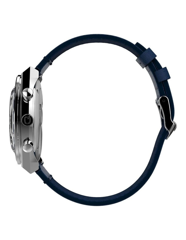 Q Chronograph Leather Strap Watch 40mm in Blue
