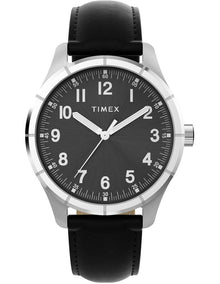 Main Street Leather Strap Watch 42mm in Black