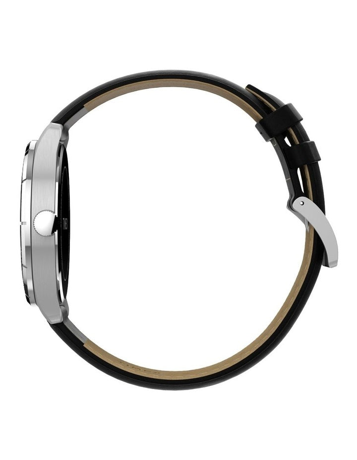 Main Street Leather Strap Watch 42mm in Black