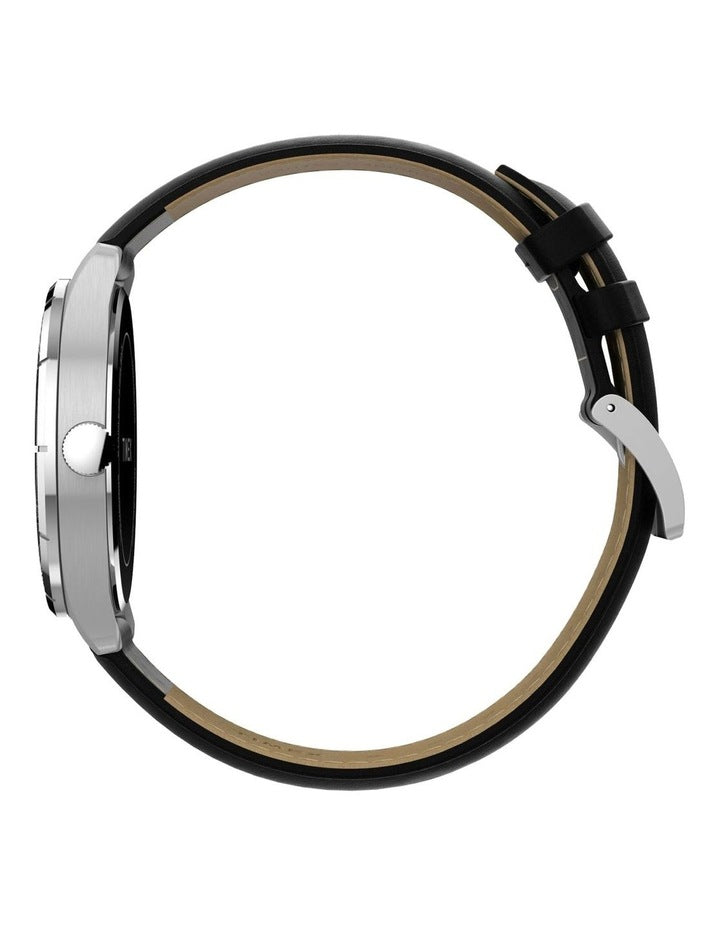 Main Street Leather Strap Watch 42mm in Black
