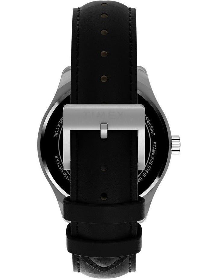 Main Street Leather Strap Watch 42mm in Black