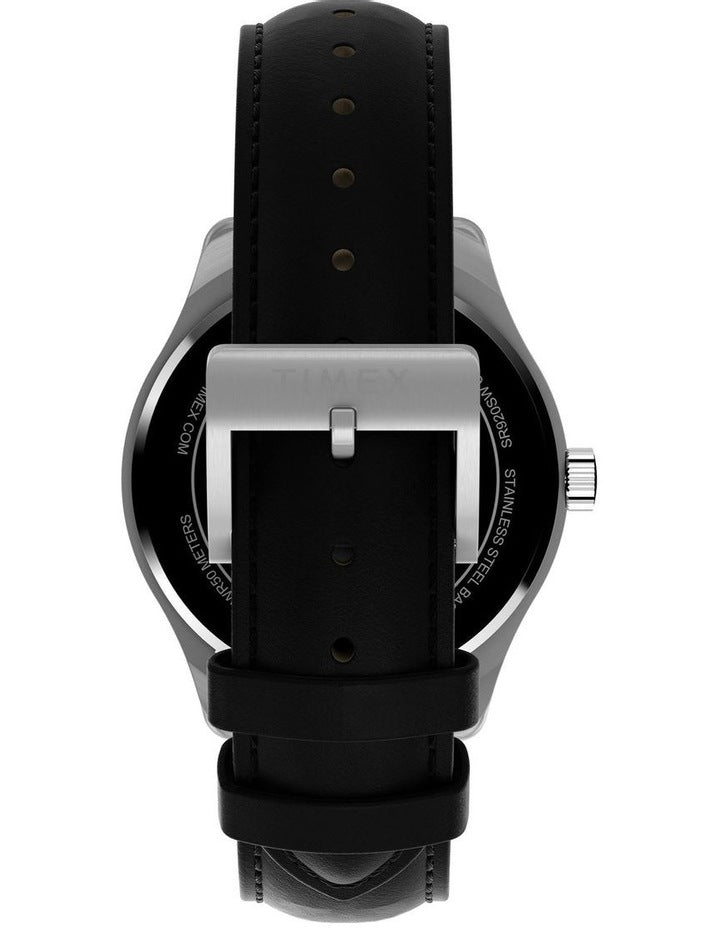 Main Street Leather Strap Watch 42mm in Black