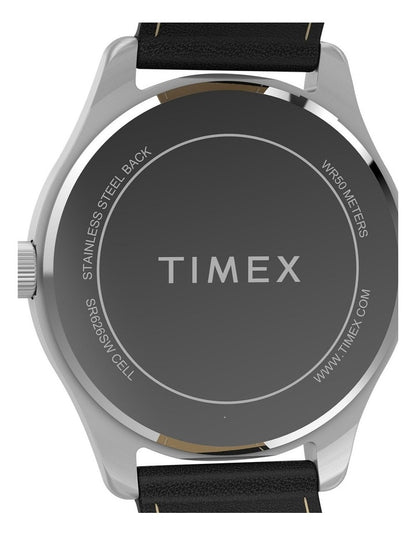 Main Street Leather Strap Watch 42mm in Black