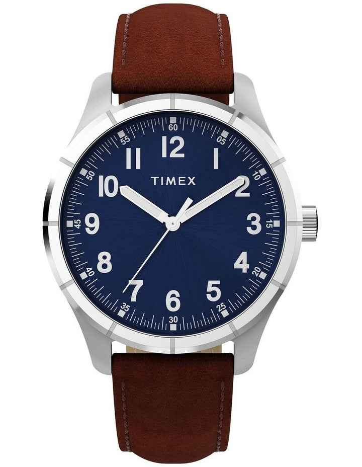 Main Street Leather Strap Watch 42mm in Brown