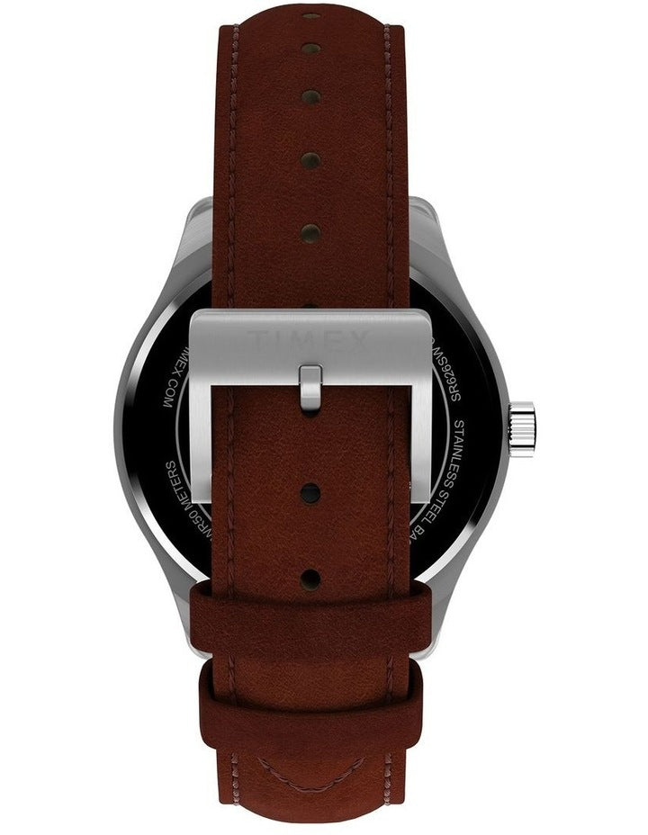 Main Street Leather Strap Watch 42mm in Brown