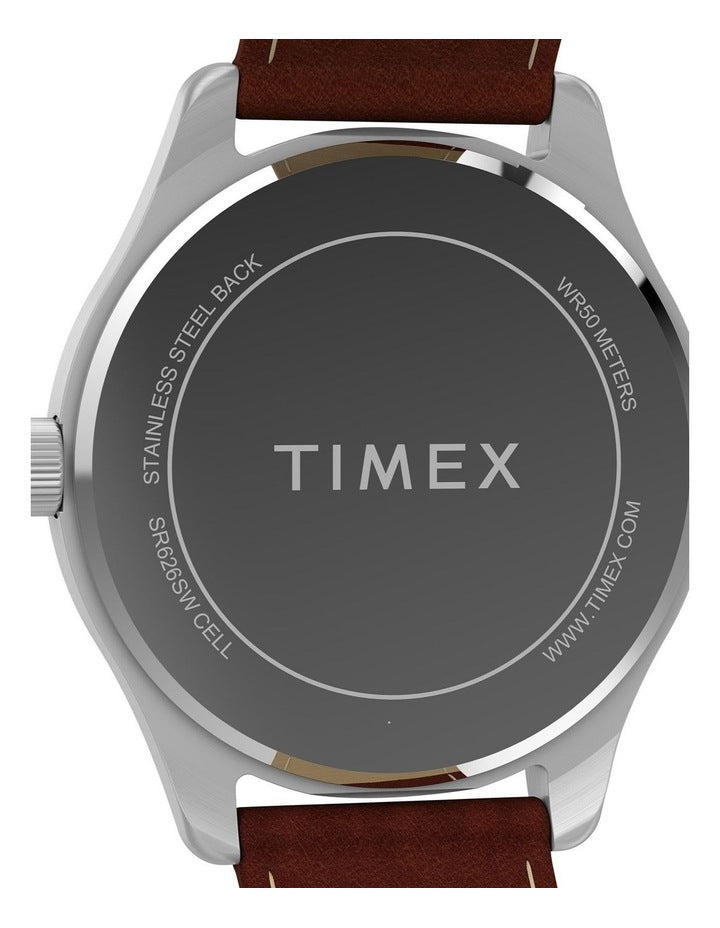 Main Street Leather Strap Watch 42mm in Brown