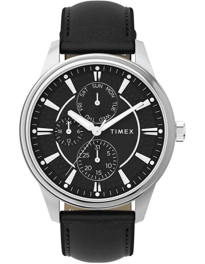 Chicago Leather Strap Watch 45mm in Black