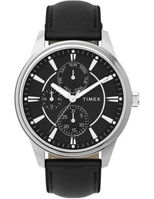 Chicago Leather Strap Watch 45mm in Black