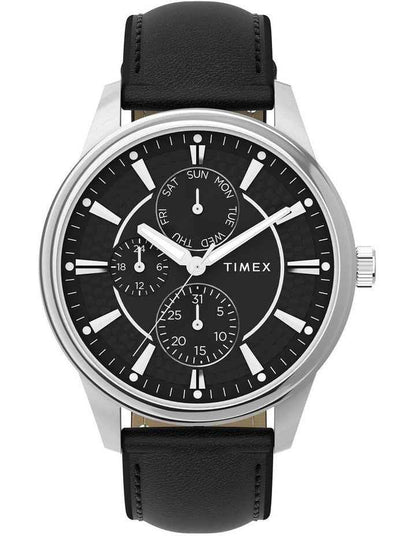 Chicago Leather Strap Watch 45mm in Black