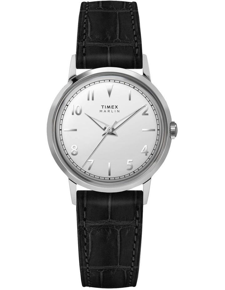 Marlin Quartz Leather Strap Watch 34mm in Black