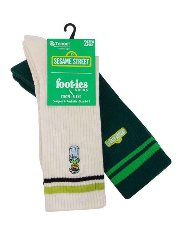 Oscar The Grouch Sneaker Socks 2 Pack in Multi