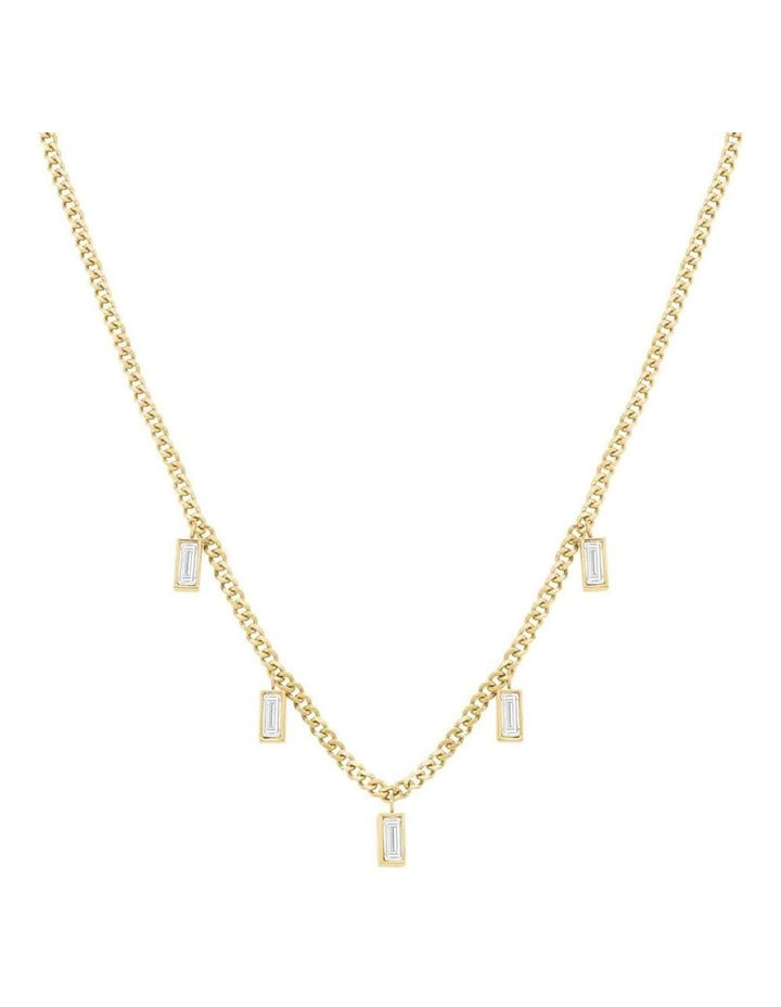 Playful Diamonds Baguette Necklace in Gold-Tone