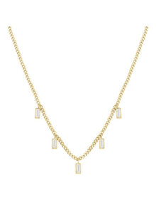 Playful Diamonds Baguette Necklace in Gold-Tone