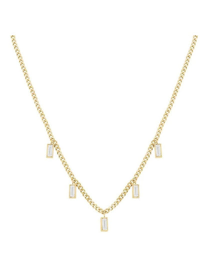 Playful Diamonds Baguette Necklace in Gold-Tone