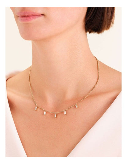 Playful Diamonds Baguette Necklace in Gold-Tone