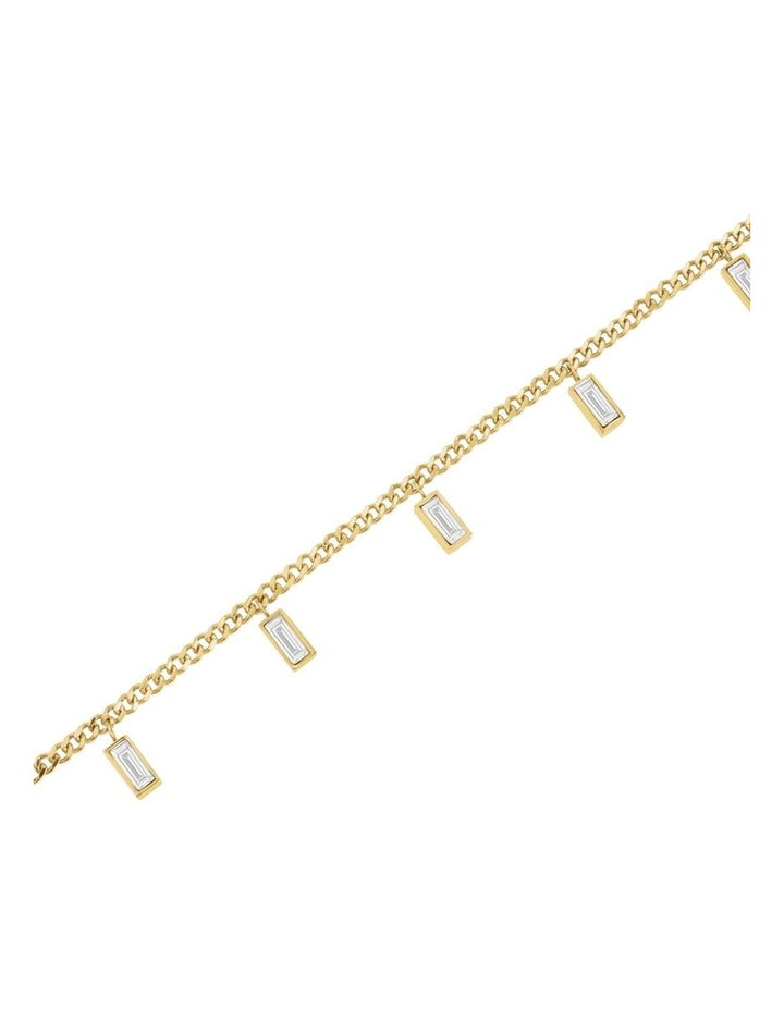 Playful Diamonds Baguette Necklace in Gold-Tone