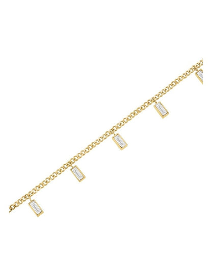 Playful Diamonds Baguette Necklace in Gold-Tone