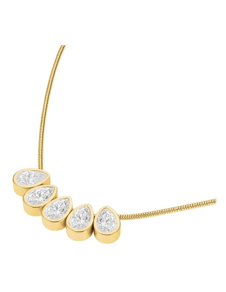 Playful Diamonds Multi Drops Necklace in Gold-Tone