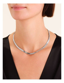 Large Snake Necklace in Silver-Tone