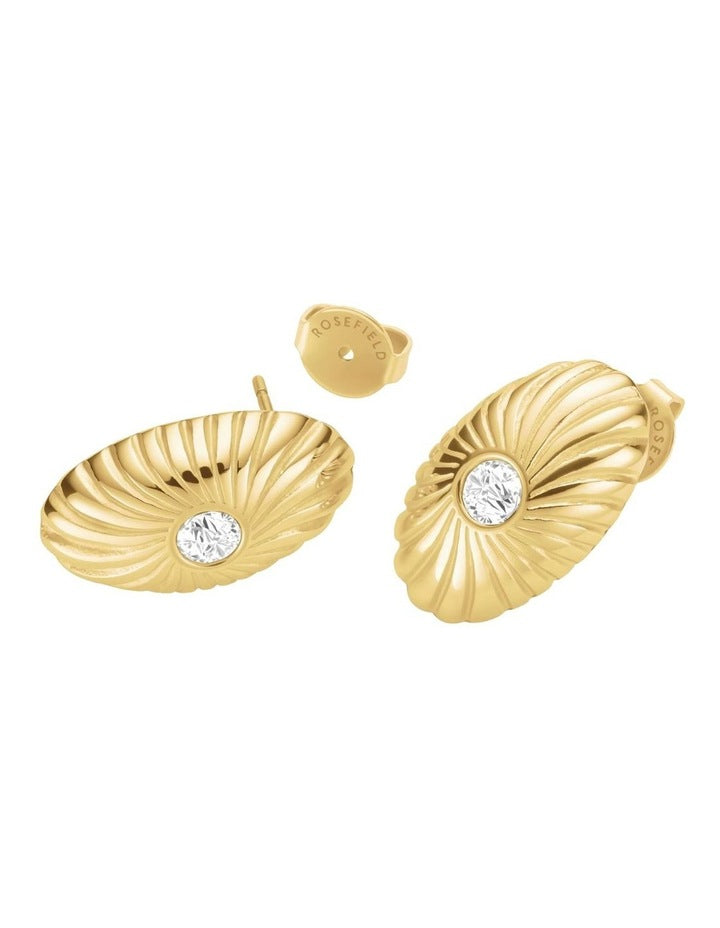 Bold Solitaire Textured Stud Earrings in Gold-Tone