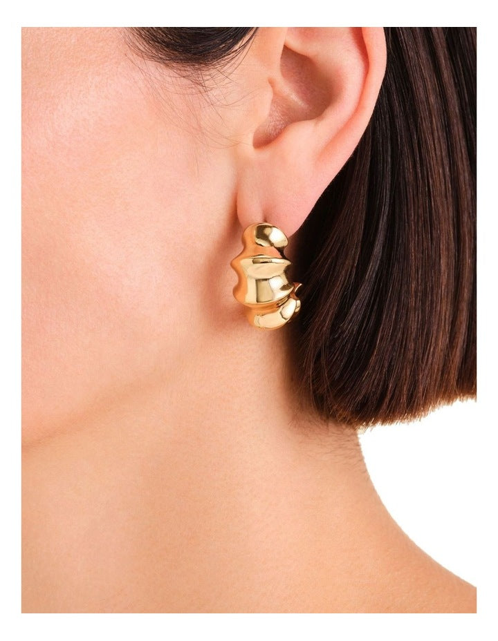 Statement Bamboo Hoop Earrings in Gold-Tone