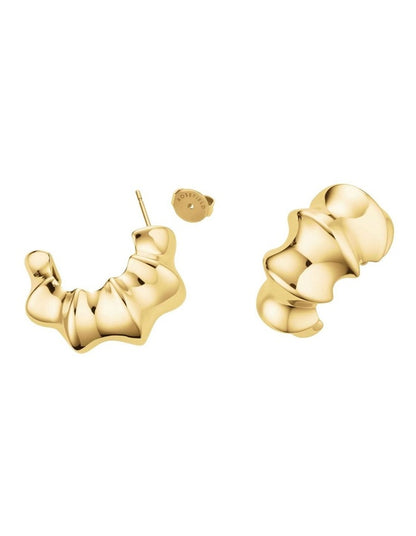 Statement Bamboo Hoop Earrings in Gold-Tone