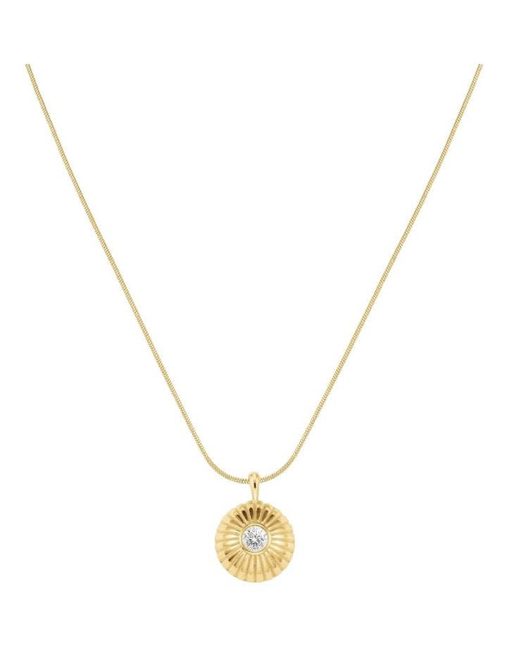 Bold Solitaire Coin Necklace in Gold-Tone