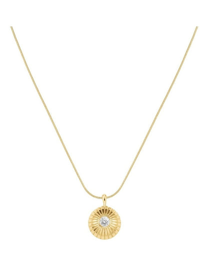 Bold Solitaire Coin Necklace in Gold-Tone