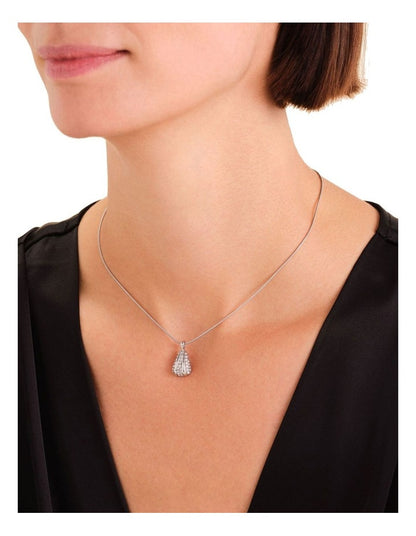 Pav Striped Necklace in Silver-Tone