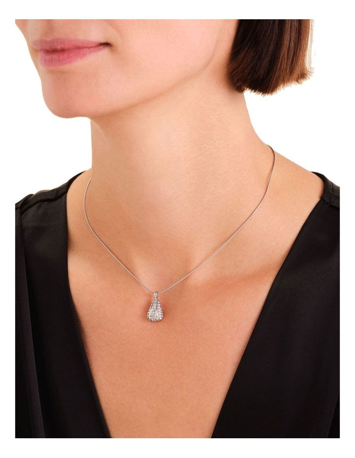 Pav Striped Necklace in Silver-Tone