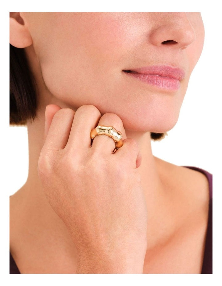 Statement Bamboo Ring in Gold-Tone