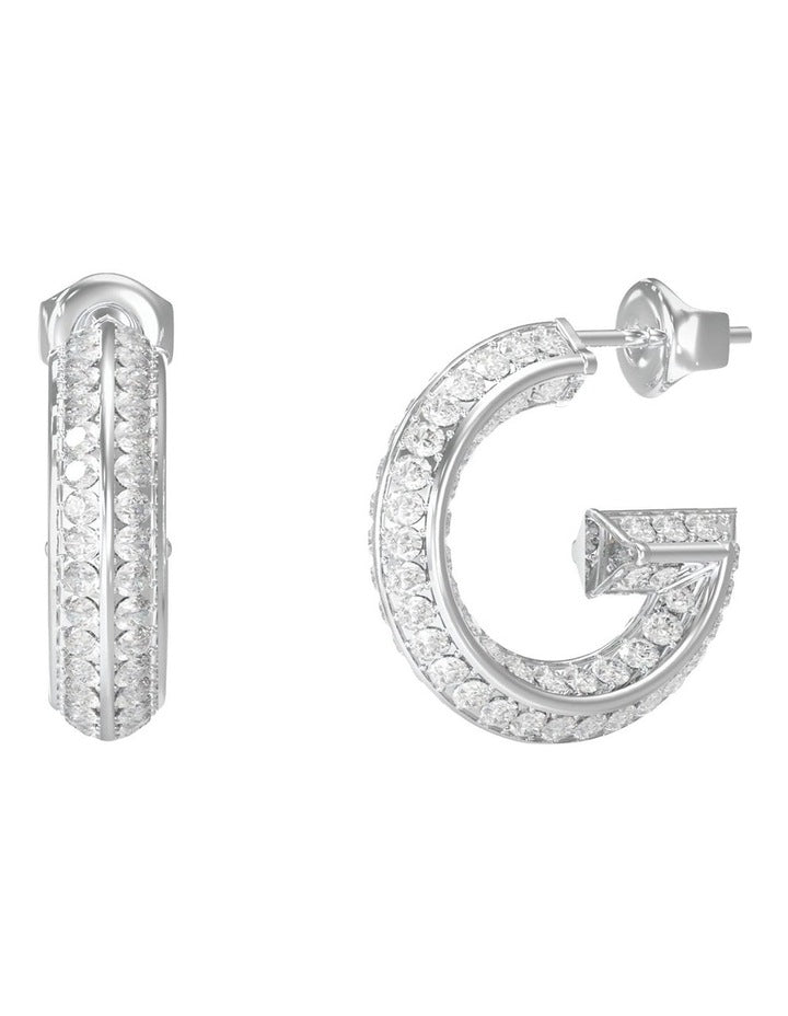G Crystal Hoop Earrings in Silver